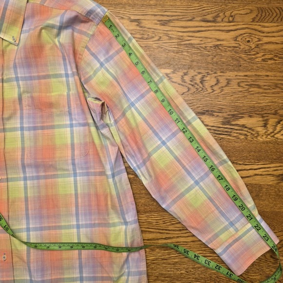 Alan‎ Flusser Large Pink Plaid Long Sleeve Button Up Shirt  Preppy Dress Work - Picture 9 of 16